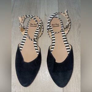 Toni Pons Essential Black Suede Ankle Strap Flats Women’s EU 38 Like New